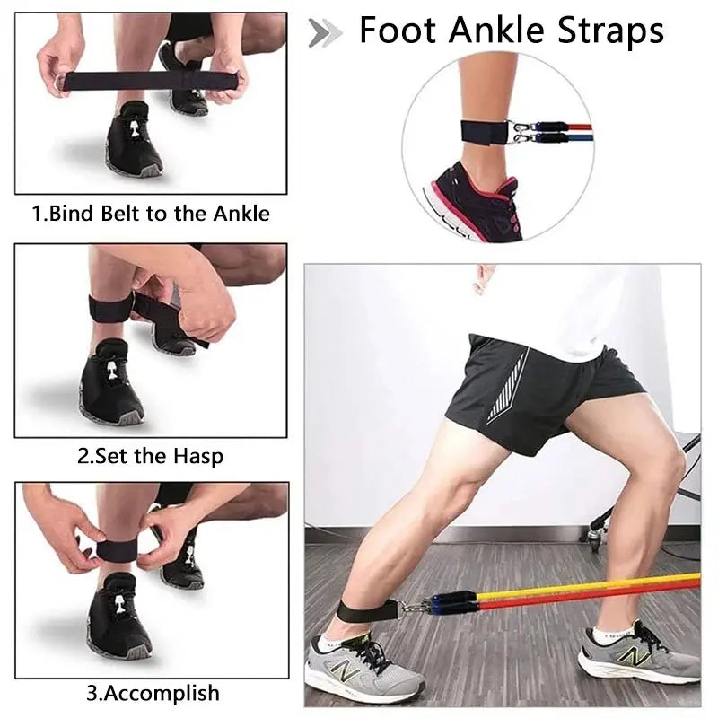 11Pcs Pull Rope Resistance Bands Set (100 lbs)