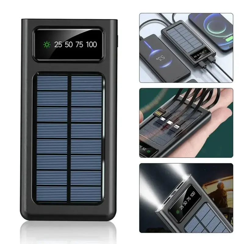 Solar Powerbank 4 in 1  Fast Charging Cable - 10000 mAh