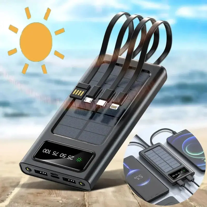 Solar Powerbank 4 in 1  Fast Charging Cable - 10000 mAh