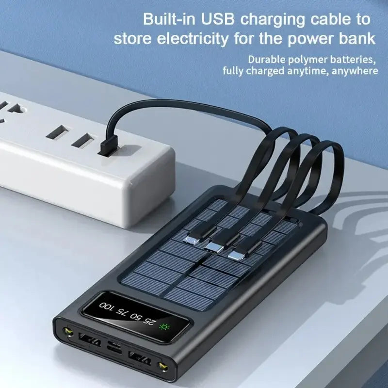 Solar Powerbank 4 in 1  Fast Charging Cable - 10000 mAh