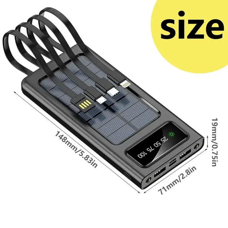 Solar Powerbank 4 in 1  Fast Charging Cable - 10000 mAh