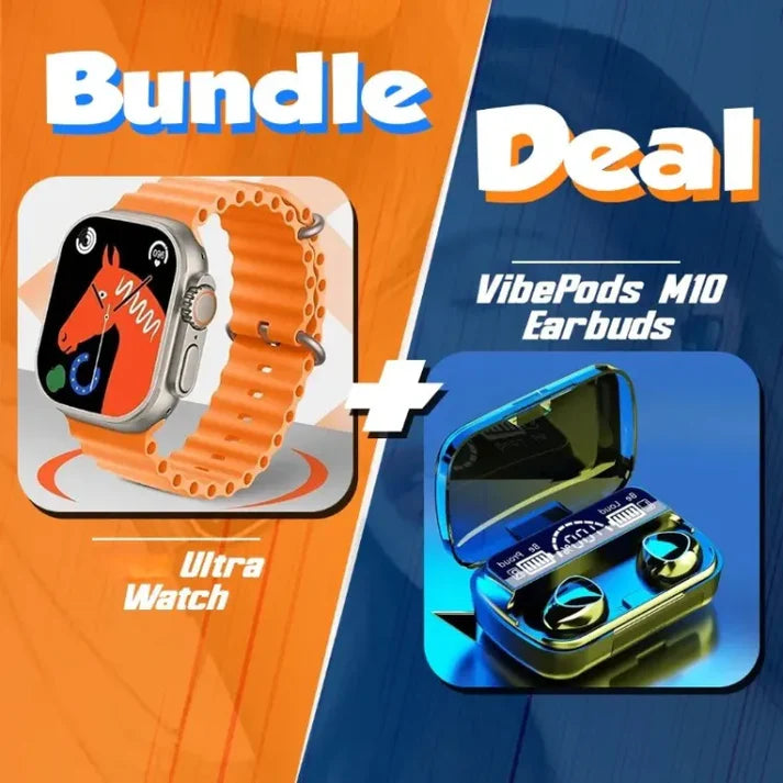 Bundle of 2 : Ultra Smartwatch with M10 Earbuds