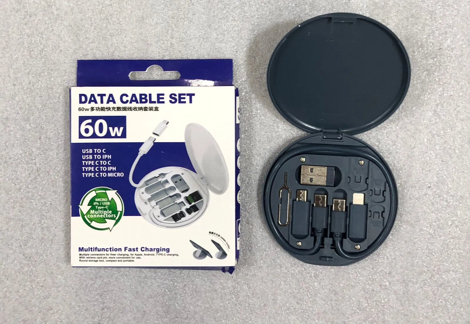 5-in-1- 60W Fast Charging Data Cable Set ,Compatible with All Devices