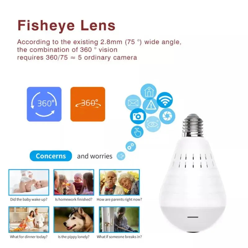 Wifi Flexible Light Bulb Camera - Panaromic Camera