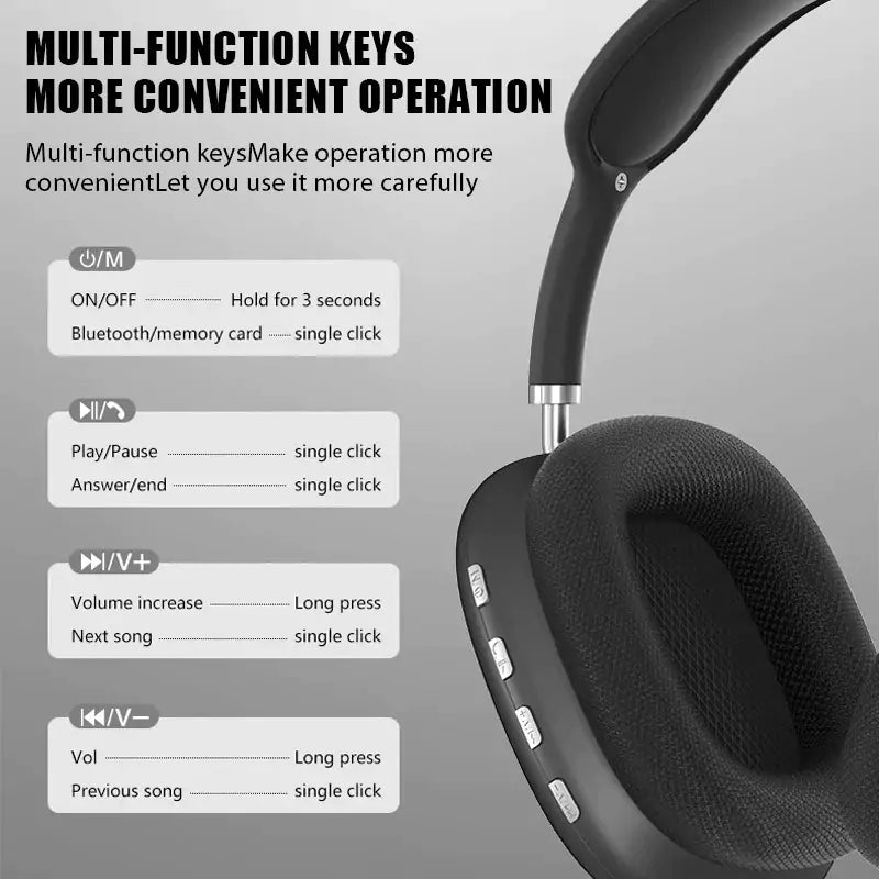 Wireless P9 Earphone - Black